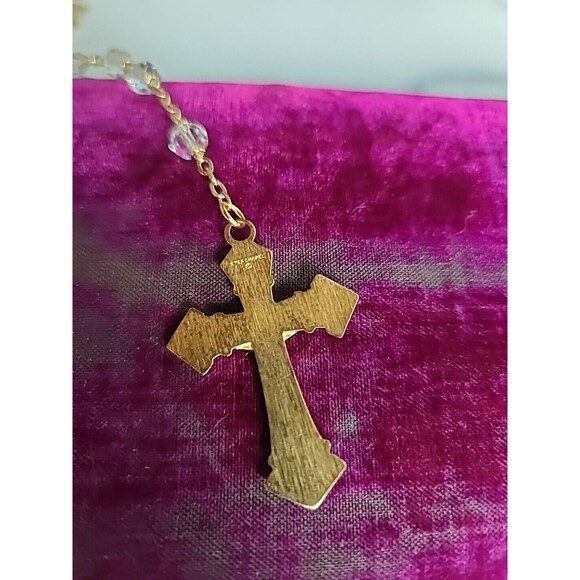 18KT Gold Plated Sterling Crystal Rosary Vintage - Picture 8 of 10